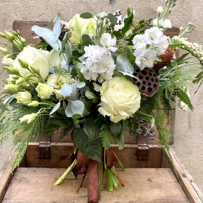 Elegant White Christmas Handtied Bouquet