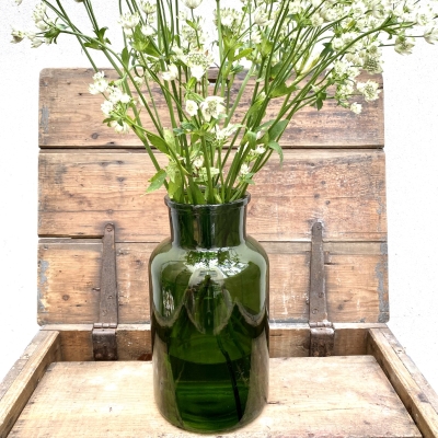 Green glass necked vase