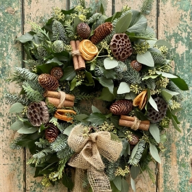 Christmas wreath at home workshop