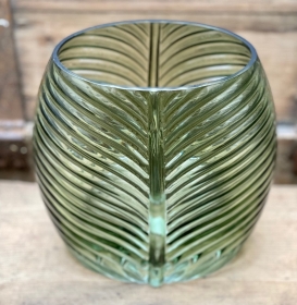 Green oval Leaf Vase