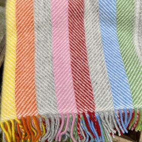 British Made Wool Blankets Rainbow Stripe