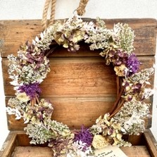 Dried purple & white wreath