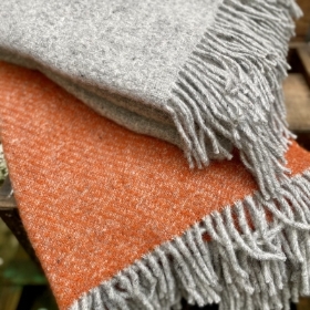 British Made Wool Blanket orange or grey