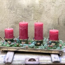 Christmas Candle Design In Gold Tray